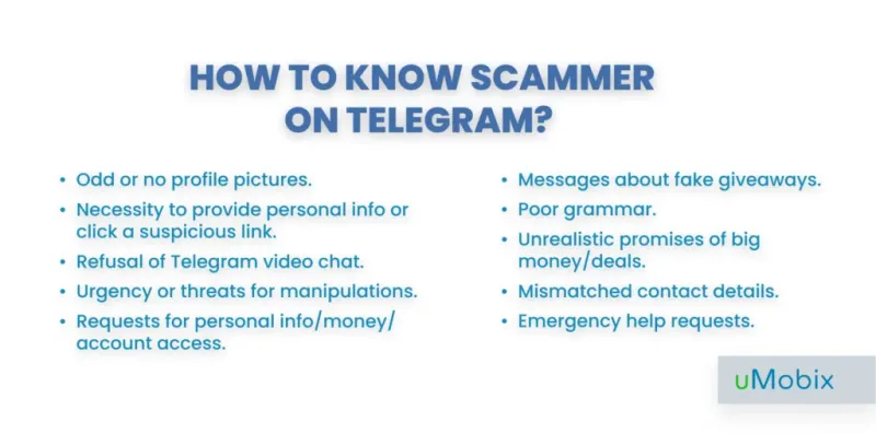 How to know scammer on Telegram? - checklist from uMobix How to know scammer on Telegram? - checklist from uMobix