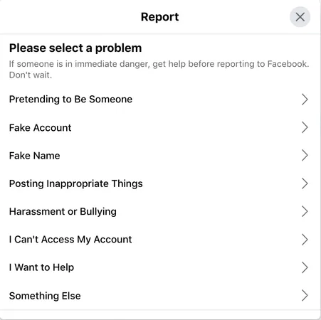 Denunciar usuarios inapropiados en facebook