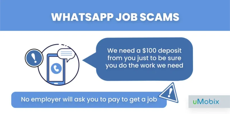Estafas de trabajo por WhatsApp: ejemplos de uMobix Estafas de trabajo por WhatsApp: ejemplos de uMobix