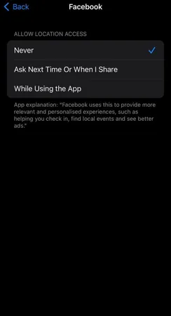 Desactivar los servicios de localización en Facebook