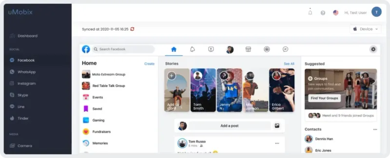 Facebook Tracker - uMobix dashboard