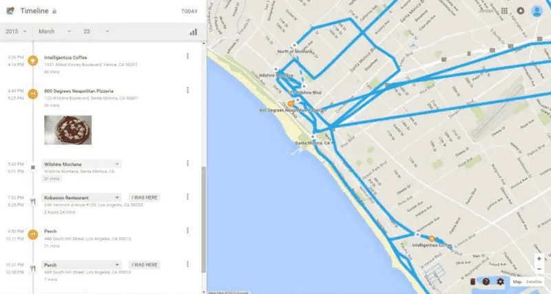 Timeline di Google Maps Timeline di Google Maps