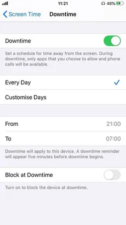 Enable Downtime and set up limits Enable Downtime and set up limits