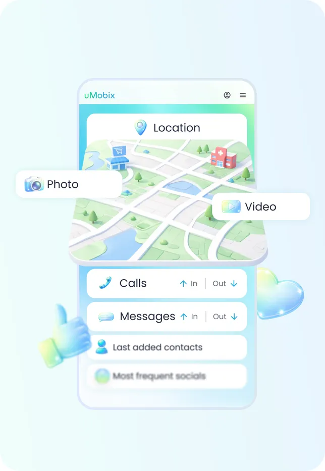 uMobix dashboard showing a live GPS location on a map