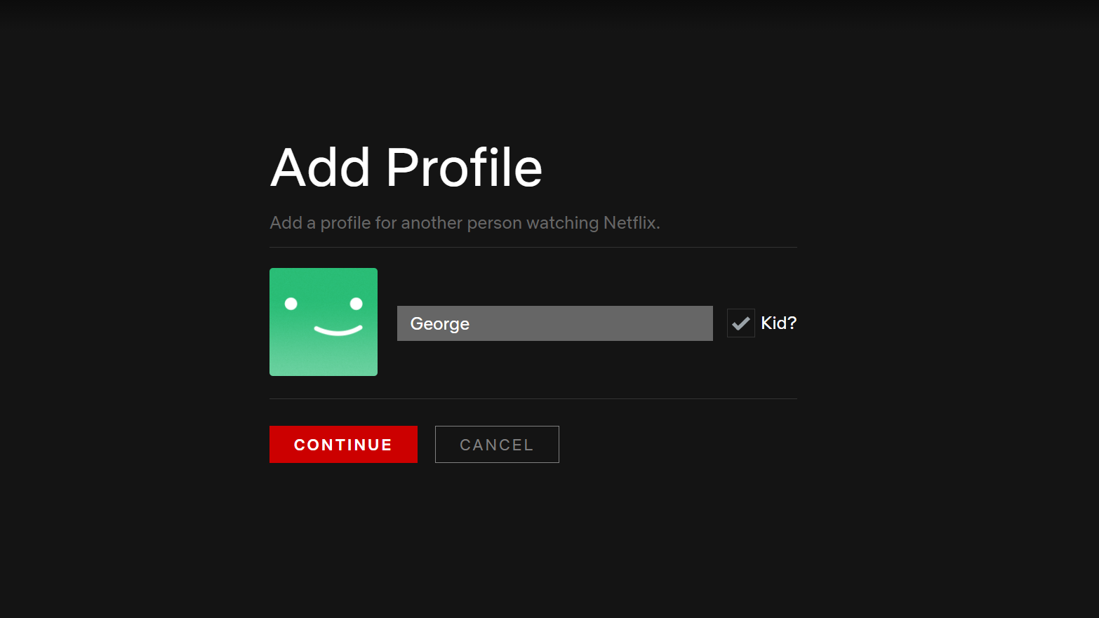 create kids profile on Netflix
