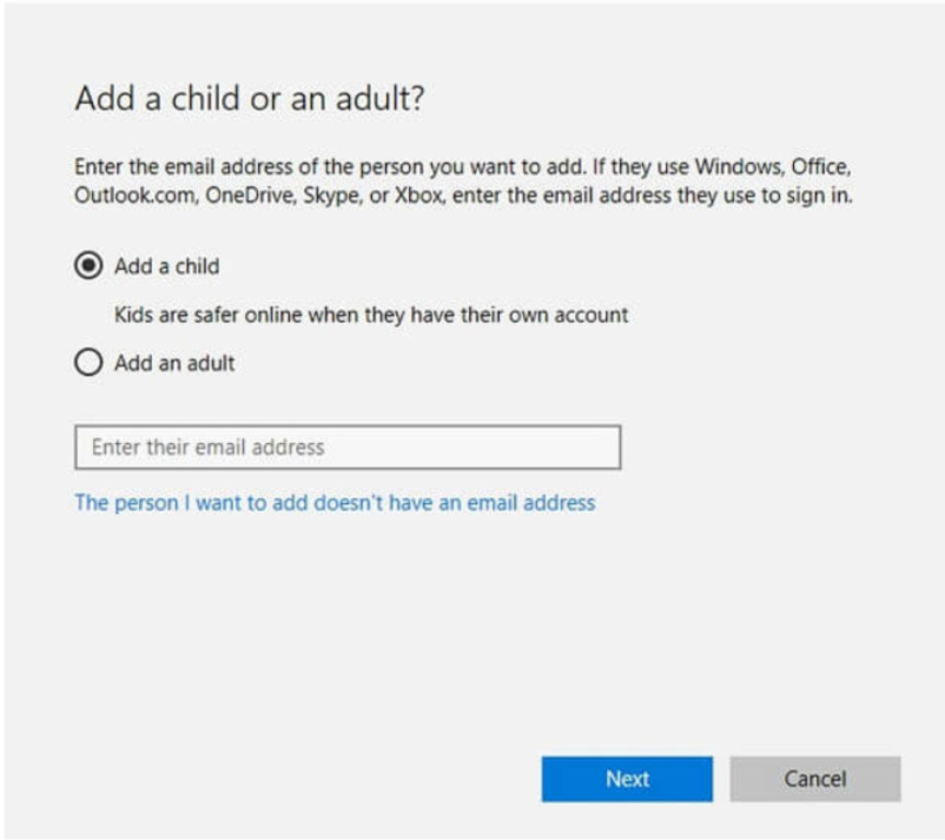 Cómo crear una cuenta infantil en Windows 10