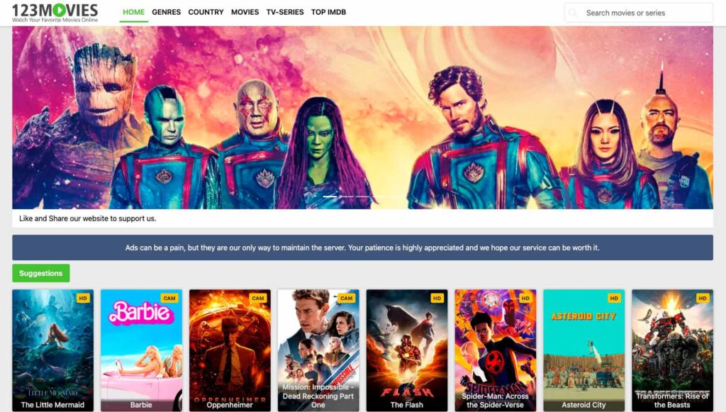 Illegal online 2025 movie streaming sites