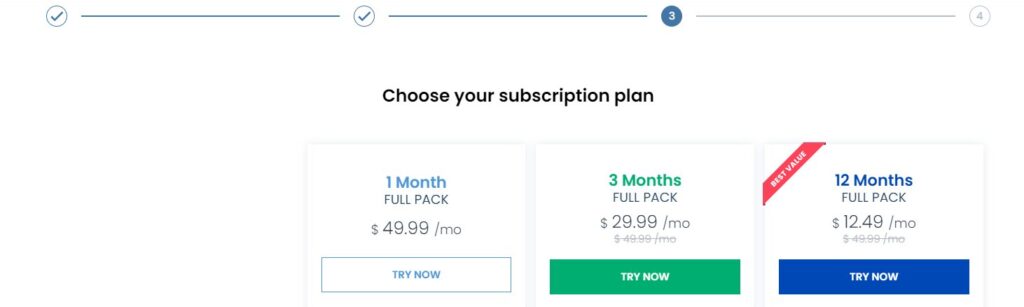 Choose the subscription plan