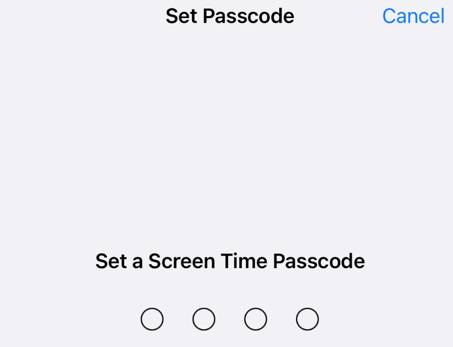 Set screentime passcode
