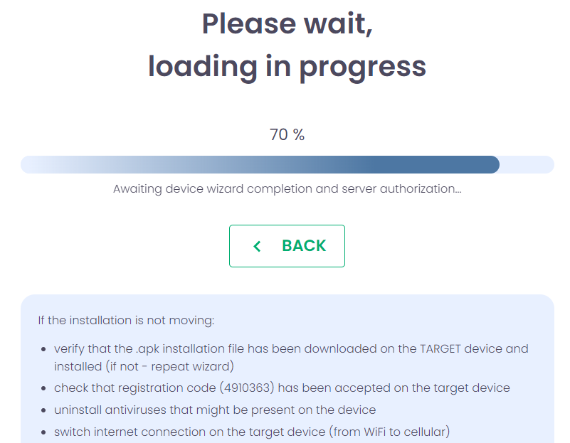 Carregamento do uMobix em processo