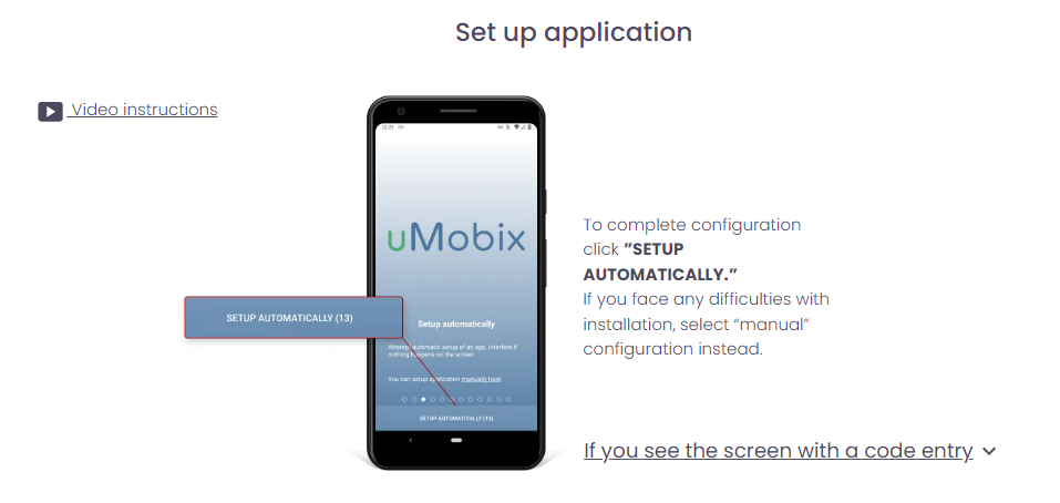 uMobix set up automatically