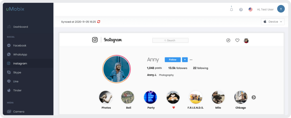 Instagram spy app by uMobix helps to monitor your kids' and loved ones' accounts