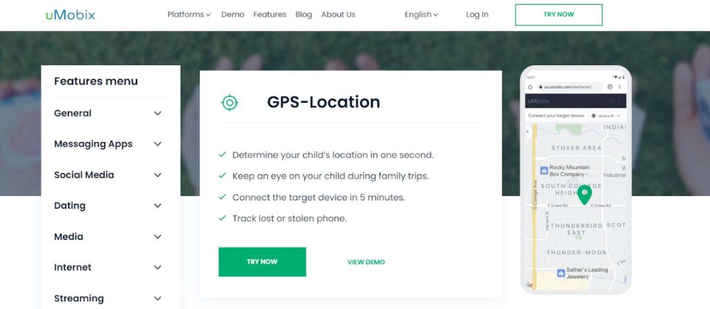 GPS-Ortungsfunktion von uMobix