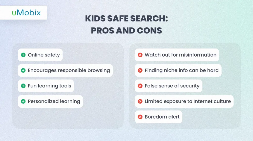 avantages et inconvénients de kids safe search