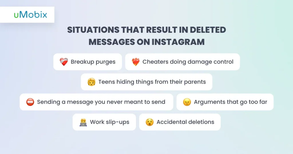 Situationen, die zu gelöschten Nachrichten auf Instagram führen