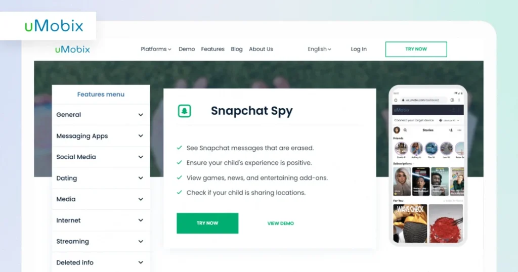 How to see who someone is Snapchatting with uMobix Snapchat Spy?