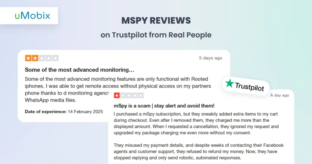 Recensioni di mSpy su Trustpilot da parte di persone reali - uMobix spiega