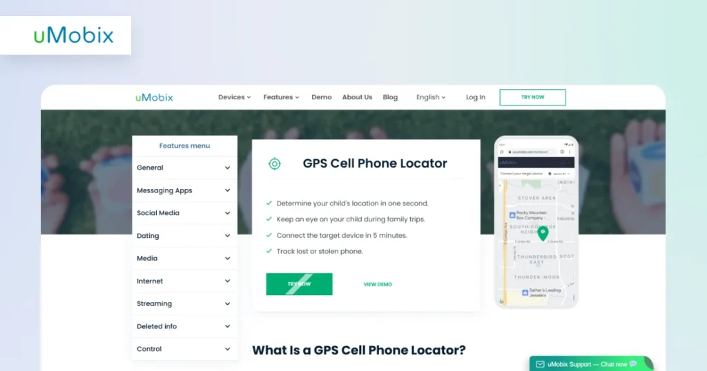 Utilizzo del localizzatore GPS uMobix