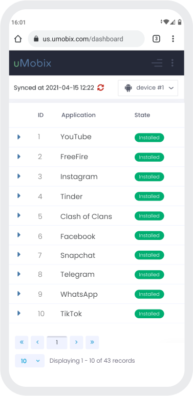 Liste der installierten Anwendungen