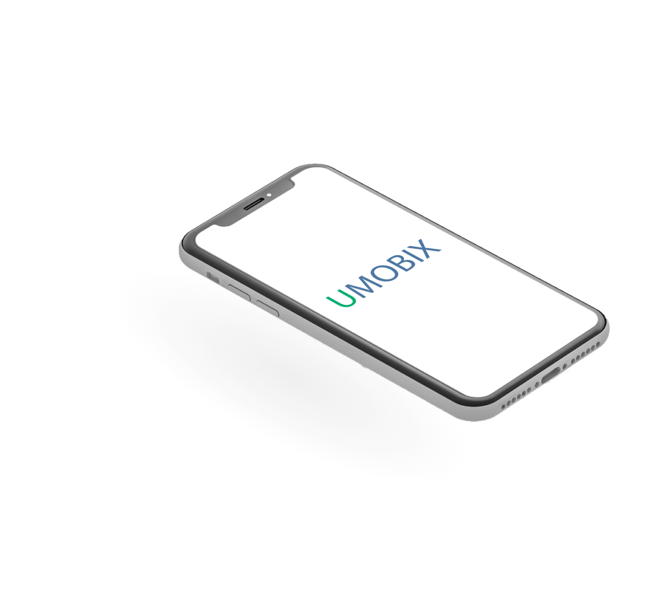 iPhone with logotype uMobix on display